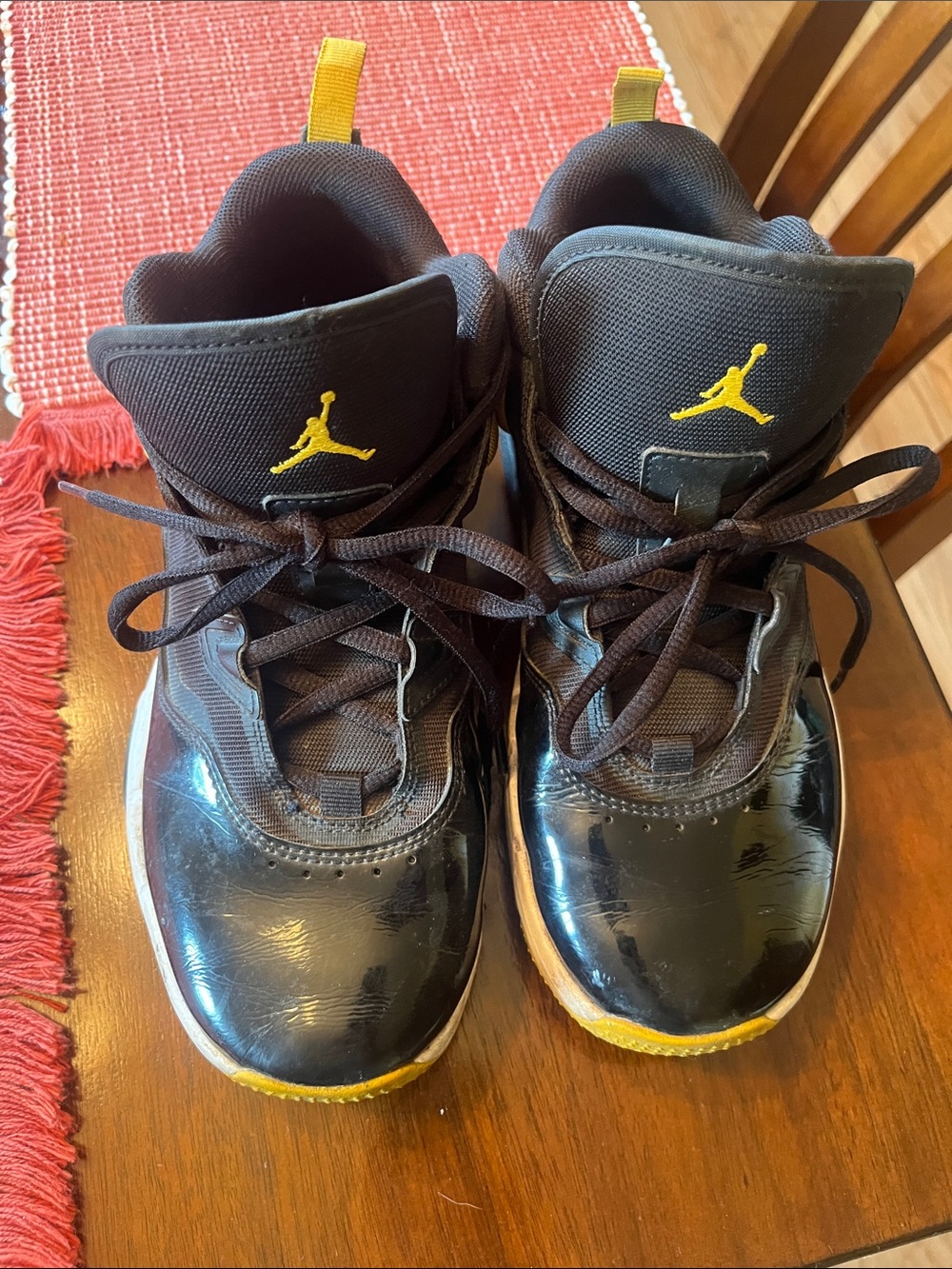 Jordan Kids Stay Loyal Black and Yellow High-Top Sneakers youth 5.5